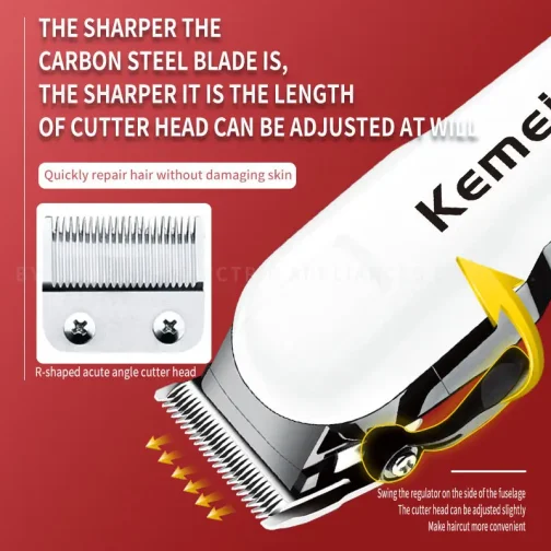 Kemei Professional hair clipper cordless hair trimmer beard for men electric hair cutting kit rechargeable haircut machine - Image 4