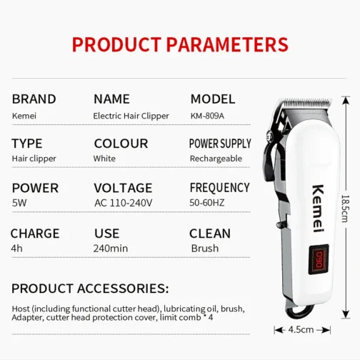 Kemei Professional hair clipper cordless hair trimmer beard for men electric hair cutting kit rechargeable haircut machine - Image 6